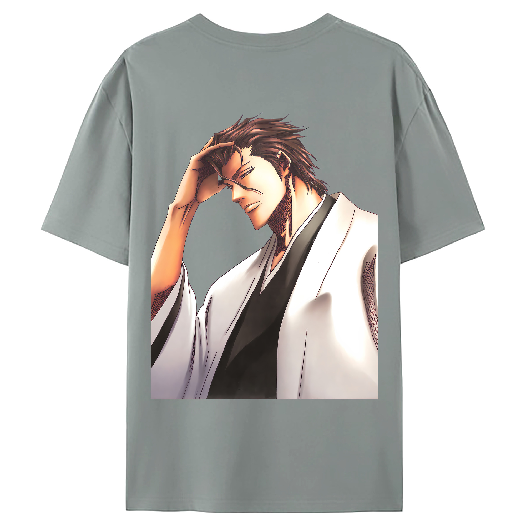 （画像用） ブリーチ 藍染 惣右介（あいぜん そうすけ） BLEACH Aizen Sousuke 綿100％ メンズ半袖Tシャツ（バックプリント） 通気性
